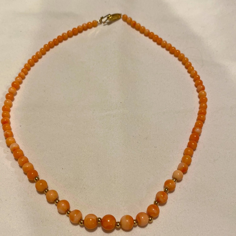 🎈VINTAGE 14K PEACH PEARL NECKLACE🎈8” Drop🎈
